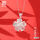 老銀匠s990足銀項鏈女式花絲銀項鏈銀吊墜女國潮風(fēng)鎖骨鏈新中式銀墜子 桃花 990足銀 含證書(shū) 可調節
