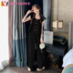 VOYDOVE小個子套裝女2025夏季新款韓版寬松小飛袖上衣+闊腿褲兩件套裝女 黑色【套裝】 2XL 建議130-145斤