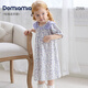 DOMIAMIA女童連衣裙夏季2025新款薄款裙子短袖碎花裙小女孩夏裝 蔓花密語 80