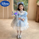 迪士尼（DISNEY）愛(ài)莎公主裙女 童秋季2025新款洛麗塔兒 童艾莎生日禮服蕾絲連衣裙 裙子+頭紗+項鏈+發(fā)光手杖 100