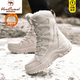 西域駱駝（VANCAMEL）戶(hù)外雪地靴男冬季東北抗寒零下40度皮毛一體加絨加厚保暖大二棉鞋 米色加絨款 39 (245mm) 高檔耐穿不臭腳