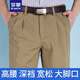 羅蒙（ROMON）純棉雙褶中老年男士休閑褲高腰深襠直筒長(cháng)褲爸爸裝寬松百搭男耐磨 卡其色-雙褶純棉 薄款 32 腰2尺5