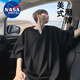 NASA MARVEL短袖t恤男士夏季休閑簡約透氣半袖V領(lǐng)上衣戶外休閑服 黑色 2XL 