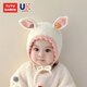 兔兔大文嬰幼兒帽子春秋季0-6-12個月護(hù)耳一體女寶寶可愛超萌3歲兒童胎帽 奶白色，棉布內(nèi)里 頭圍45-50cm（建議0-3歲）