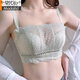 莫代爾夏季性感蕾絲收副乳裹胸內衣少女防走光抹胸文胸小胸聚攏上托無(wú)磁 清新灰綠色 75A 小胸厚杯2厘米