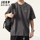 JEEP SPIRIT吉普短袖T恤男士夏季美式寬松休閑上衣潮牌圓領(lǐng)體恤男 灰色  XL