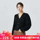 哥弟真的好（GIRDEAR）女裝V領(lǐng)泡泡袖羊毛針織開(kāi)衫女A400775 黑 L (4碼)