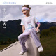 愛(ài)慕兒童（AIMER KIDS）涼感防曬A類高彈運(yùn)動(dòng)長(zhǎng)褲子男女童闊腿褲 直筒長(zhǎng)褲-晨曦紫 160