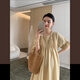 SHEA｜BumpLift 天絲孕婦連衣裙夏裝純色大碼寬松顯瘦氣質(zhì)孕媽媽長(cháng)裙 姜黃色連衣裙 L