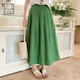 美洋（MEIYANG）竹鹽半裙 亞麻素雅休閑度假A字百褶半身中長(cháng)裙 綠色 M