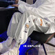 益帛休閑褲男夏季新款美式高街卡通印花寬松束腳直筒兩穿運(yùn)動(dòng)衛(wèi)長褲子 灰色 XL 【建議120-135斤】