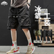 頂峰保羅（Dingfengbaoluo）工裝短褲男夏季時(shí)尚高街大口袋簡(jiǎn)約純色運(yùn)動(dòng)五分褲FG55黑色4XL
