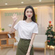 茵曼（INMAN）純棉舒適女裝logo繡花短袖t恤時(shí)尚百搭休閑2025夏季新品上衣 白色-K18528053 M