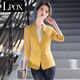 LPOX薄款小外套女2025春夏季韓版修身網(wǎng)紗薄短款七分袖西服女上衣 黃色 S 80-95