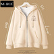NY-RCE早秋連帽開(kāi)衫衛衣女春秋薄款長(cháng)袖新款秋季外套女款秋裝上衣 米色(笑顏胸標) M