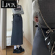 LPOX高級(jí)灰色半身裙女2025新款高腰寬松顯瘦中長a字裙 灰色 3XL