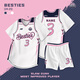 玉宇帆籃球服女套裝夏季假兩件短袖女生籃球衣運動(dòng)學(xué)生比賽訓練隊服定制 283-白粉色 （美式四分褲） M碼身高155-165cm80-90斤