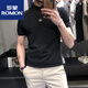 羅蒙（ROMON）2026夏季新款簡(jiǎn)約修身彈力薄款針織T恤衫翻領(lǐng)短袖休閑polo保羅衫 黑色 L (110-125斤)