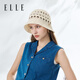 ELLE可愛(ài)手工編織女花朵鏤空帽子女拍照百搭漁夫帽遮陽(yáng)禮物