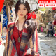 鉑吶苓民族風(fēng)披肩 針織外搭女圍巾旅行穿搭旅游斗篷披風(fēng) 條紋撞色披肩