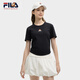 FILA 斐樂官方【韓素希同款】女子短袖2025夏季簡約修身小狐貍刺繡T恤