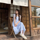 妙奕嘉吊帶連衣裙小個(gè)子顯瘦裙子女夏季2025新款純欲長裙海邊沙灘裙 法式系帶吊帶裙【藍(lán)色】 M 【建議90-102斤】