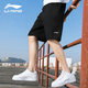 李寧（LI-NING）短褲男夏季新款梭織運動褲速干冰絲薄款休閑健身黑色五分褲子 黑色（速干/拉鏈口袋） 2XL
