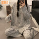 歐鹿汐月子服帶胸墊春秋產(chǎn)后孕婦睡衣哺乳免穿內(nèi)衣薄款夏季待產(chǎn)懷孕套裝 L碼建議體重110-135斤