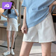 婧麒（JOYNCLEON）孕婦短褲外穿夏季薄款純棉白色牛仔褲托腹褲女夏天褲子孕婦裝 米白【云感舒適 A字廓形】 M
