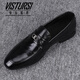 維絲圖西品牌皮鞋男鞋頭層牛皮春季英倫瘦版日常百搭真皮商務(wù)休閑鞋 黑色 41
