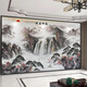 新中式山水畫電視背景墻壁布自粘裝飾墻紙沙發(fā)流水生財辦公室壁畫 款式11（尺寸定制） 宮廷絲綢布/平方