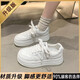 舒豆兔莆田三條杠厚底運動(dòng)板鞋女春夏百搭網(wǎng)面透氣小白鞋女碼 白色[升級版] 37