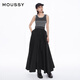 moussy【鐘楚曦同款】 復(fù)古風(fēng)條紋針織拼接背心連衣裙028ISZ70-3861 163深灰色 均碼