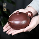 月壺茗清宜興國助工全手工刻字紫砂壺原礦底槽清功夫茶壺具扁西施 清逸