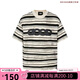 GOODBRAND【高瀚宇同款】 25SS 水洗破壞做臟條紋寬松短袖情侶T恤 黃色 L
