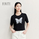 菲妮迪（FINITY）T恤2025夏新款簡(jiǎn)約氣質(zhì)精致釘珠黑色百搭短袖上衣女 黑色 L