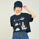 木果果木2025夏季新款可愛童趣卡通印花寬松甜美短袖T恤女上衣 學(xué)院藍(lán) M