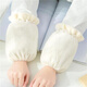 秋冬保暖加厚兔毛短款防污護(hù)袖套女學(xué)生居家防臟清潔手袖護(hù)袖 毛毛珠子：米白