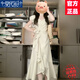 莫代爾溫柔風(fēng)v領(lǐng)泡泡袖連衣裙女2025夏季新款不規(guī)則系帶收腰荷葉邊長裙 杏色 M 95-105斤
