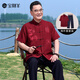 寶財羊中老年唐裝男爸爸夏季套裝中山裝中國風太極服老人衣服居士服漢服