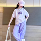 舟喜女童夏季短袖休閑運(yùn)動(dòng)套裝2025新款韓范潮酷女大童洋氣網(wǎng)紅夏裝 紫色套裝 160 【建議身高 150-160cm 】