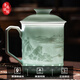 御嘉齋景德鎮陶瓷杯玲瓏杯影青玲瓏雕刻辦公杯茶水分離茶杯可訂制禮物 錦繡江山國風(fēng)茶杯