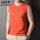 JEEP SPIRIT吉普純棉背心男士美式外穿運動馬甲夏季潮流牌白色坎肩無袖t恤男 2237橙色 L 推薦（120-135斤）