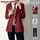 威登羊春秋季日系學(xué)院風(fēng)休閑西裝校服套裝男女生同款dk西服制服外套上衣 紅色外套+白襯衫+西褲【三件 XL