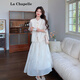 拉夏貝爾（La Chapelle）白色新中式蕾絲套裝裙女中長(zhǎng)款2025夏季新款休閑國(guó)風(fēng)刺繡兩件套 米白色 M 115斤內(nèi)