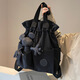 慕昂時(shí)尚輕便雙肩包女2025新款大容量短途旅行包大學(xué)生百搭手提袋單肩 黑色【帶玩偶】