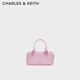 CHARLES&KEITH奶油色柔軟手提斜挎波士頓包生日禮物送女友CK2-30271574 Bubble Gum Pink泡泡糖粉色 S