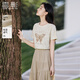 香影黃色蝴蝶刺繡t恤短袖女2025夏季新款圓領(lǐng)顯瘦設計感純棉上衣 黃色 M 160/84A/95-110斤