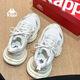 Kappa卡帕銀色老爹鞋女2025春夏新款女士厚底增高運動(dòng)鞋超火復古休閑鞋 經(jīng)典白/銀色 38