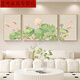 荷花九魚(yú)圖壁畫(huà)客廳掛畫(huà)現代簡(jiǎn)約綠色沙發(fā)背景墻裝飾畫(huà)晶瓷三聯(lián)畫(huà) 蓮年有魚(yú)-A 20*30畫(huà)心一張